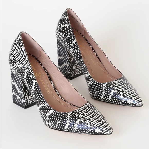 Chinese Laundry Kyra Pumps Leather Alligator Block Heels Size 11 - Picture 1 of 8